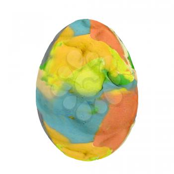 Easter Egg with colored strokes Isolated on white background. 3d