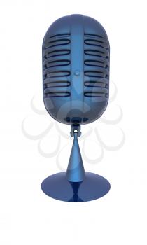 blue metal microphone on a white background