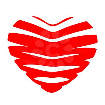 3d beautiful red glossy heart of the bands on a white background