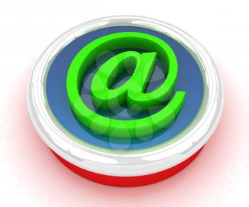 3d button email Internet push on a white background