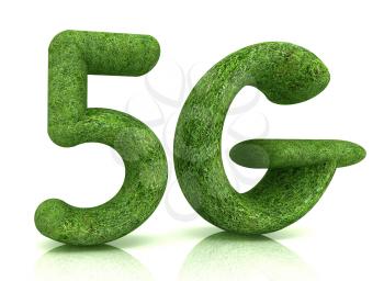 5g modern internet network. 3d text of grass on a white background