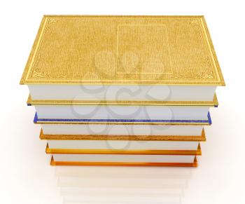 The stack of books on a white background