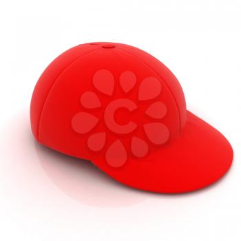 Red peaked cap on white background