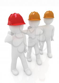3d mans in a hard hat with thumb up on a white background