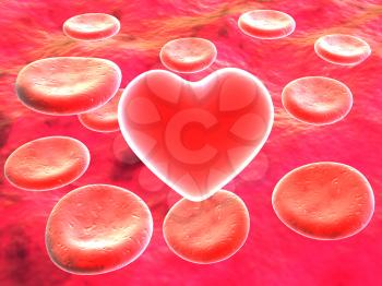 Heart in red blood cells