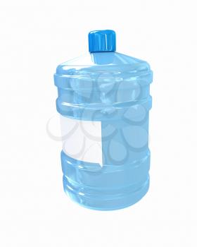 Bottle with clean blue water on a white background