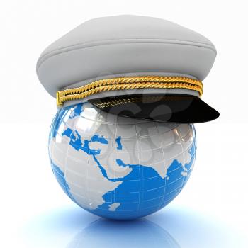 Marine cap on Earth on a white background