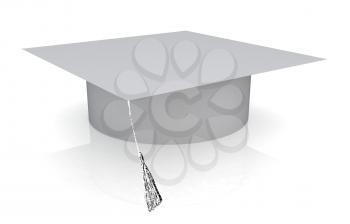 White graduation hat on a white background