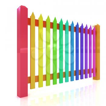 Colorfull glossy fence on a white background