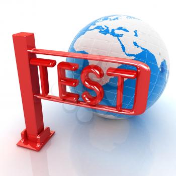 Global test with erth and turnstile on a white background