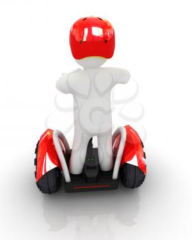 3d white person riding on a personal and ecological transport.3d image. 