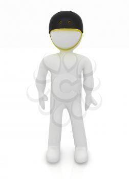 3d man in bicycle helmet on a white background