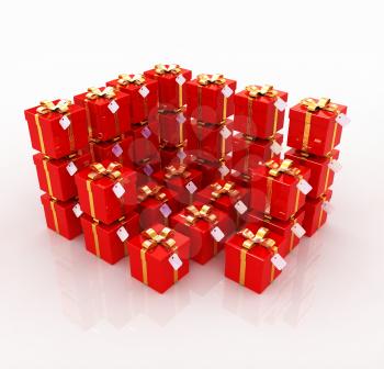 Bright christmas gifts on a white background