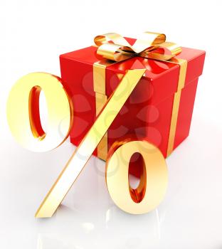 Percentage and gifts on a white background