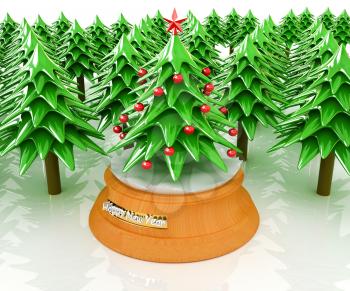 Christmas trees on a white background 