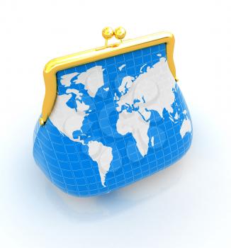 Purse Earth. On-line concept on a white background