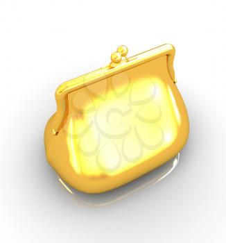 Gold purse on a white background