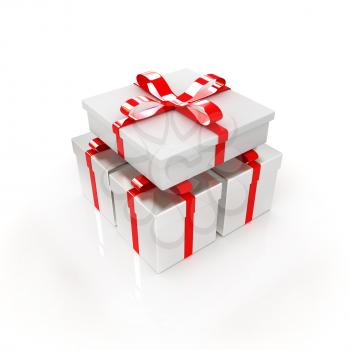 Gifts with ribbon on a white background