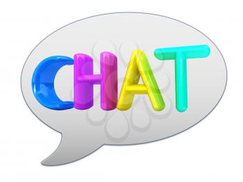 messenger window icon. Colorful 3d text chat 