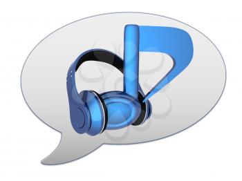 messenger window icon. Blue headphones and note