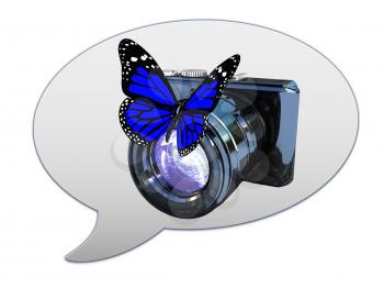 messenger window icon and photographic camera and butterfly