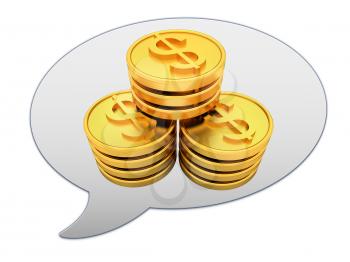 messenger window icon and Gold dollar coins 