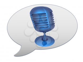 messenger window icon and blue metal microphone 