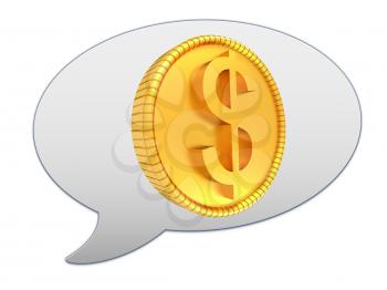 messenger window icon and gold dollar coin