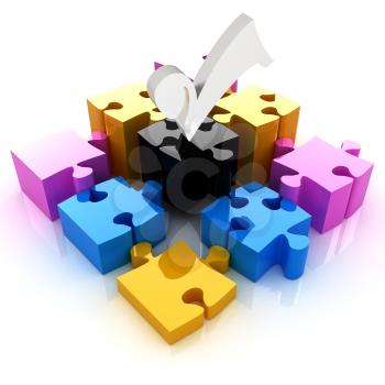 Puzzle of the four elements. Conceptual image - a palette CMYK