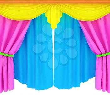 Colorfull curtains isolated on a white background 