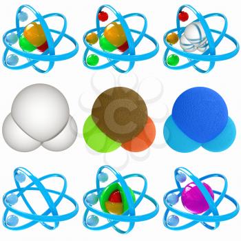 Set of 3d illustration of a leather water molecule isolated on white background