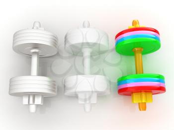 Colorfull dumbbells on a white background