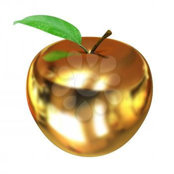 Gold apple isolated on white background. Series: Golden apple under different environments