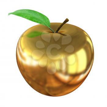 Gold apple isolated on white background. Series: Golden apple under different environments