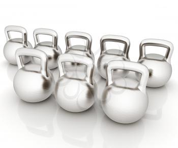 Metall weights on a white background