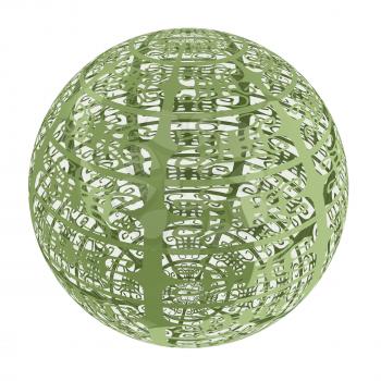 Arabic abstract glossy dark green geometric sphere
