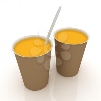 Orange juice in a fast food dishes