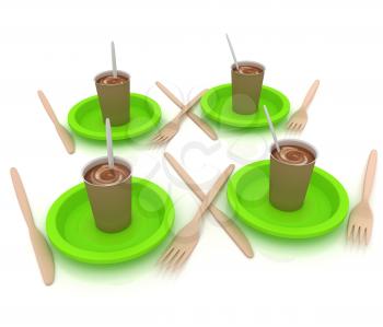 Coffe in fast-food disposable tableware