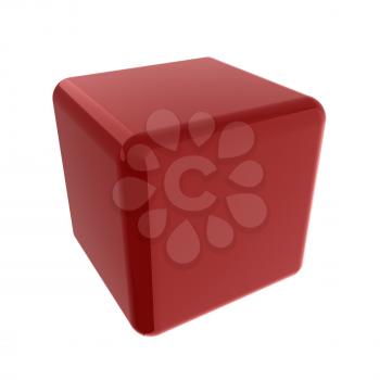 Icon, glossy red cube, abstract symbol