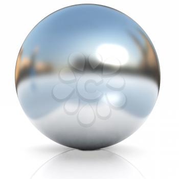 Chrome Ball 3d render on a white background