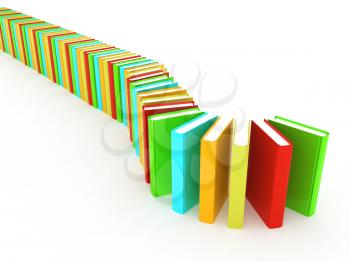 colorful real books on a white background