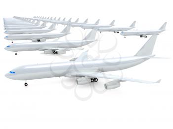White airplanes on a white background