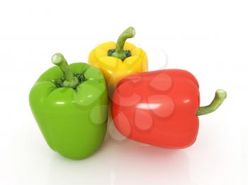 Bell peppers (bulgarian pepper) on a white background