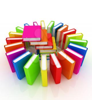 Colorful books on a white background