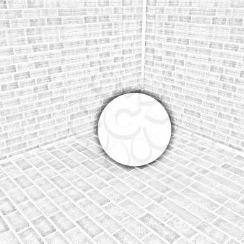 The white plastic ball in the corner of a brick 