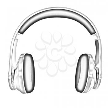 Golden headphones on a white background