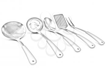Gold cutlery on a white background 