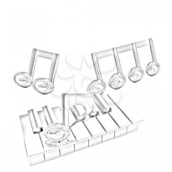 3d note on a piano on a white background