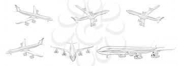 Set of airplane  on a white background