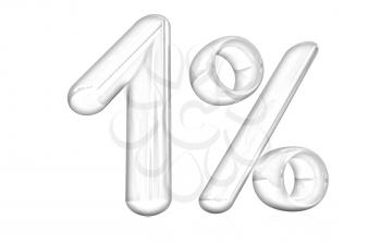 3d red 1 - one percent on a white background